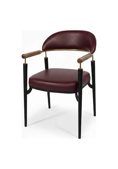 Valen Exclusive Kolçaklı Metal Sandalye Bordo