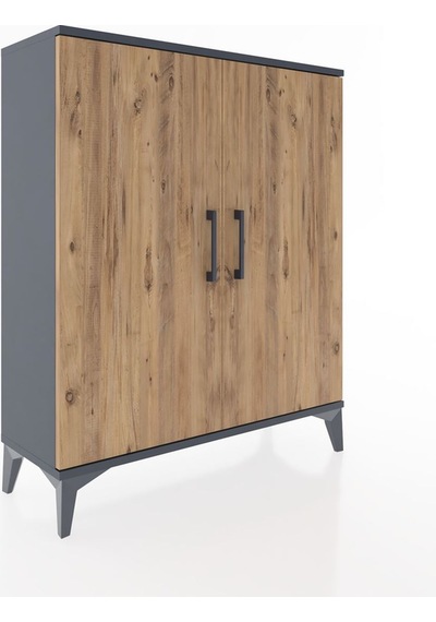 Arges Şifonyer 2 Raflı 2 Kapaklı 88x30x106 Antrasit-çam Antrasit