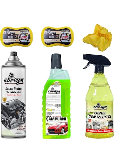Motor + Genel Temizleyici Şampuan 2 Adet Sünger + Bez Ebrayn