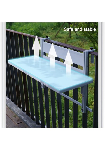 Dış Mekan Katlanır Balkon Masası, Yerden Tasarruflu Güverte Raylı Masa, Ayarlanabilir Yükseklik Veranda Bar, Kompakt Bahçe Masası, Siyah L80 G30cm / U31,5 G11,8 Diğer