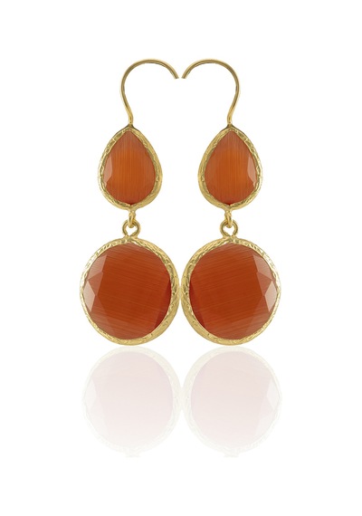 Kadir Jewellery 22 Ayar Altın Kaplama Kadın Taşlı Küpe -el İşçiliği Ve Hipoalerjenik Küpe Kırmızı 70548569