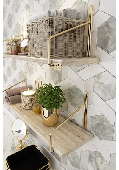 Bino Banyo Rafı Gold Paslanmaz, Banyo Düzenleyici, Banyo Mutfak Organizeri, Organizer 2'li Set