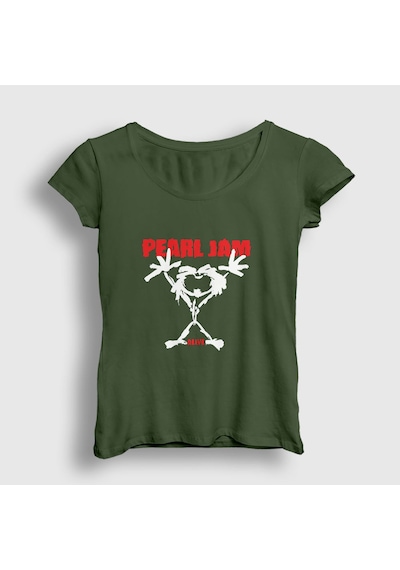 Presmono Kadın Alive Pearl Jam T-shirt Haki