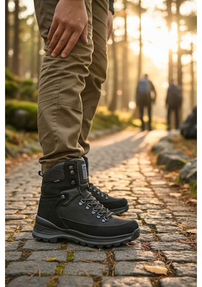 Enoch Erkek Siyah Waterproof Yüksek Bilekli Outdoor Trekking Ve Dağcı Botu Siyah
