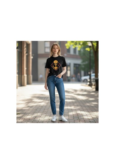Urbantrendstore Unisex Uzaylı Barış Baskılı Oversize Fit Rahat Geniş Salaş T-shirt Günlük Tişört Siyah