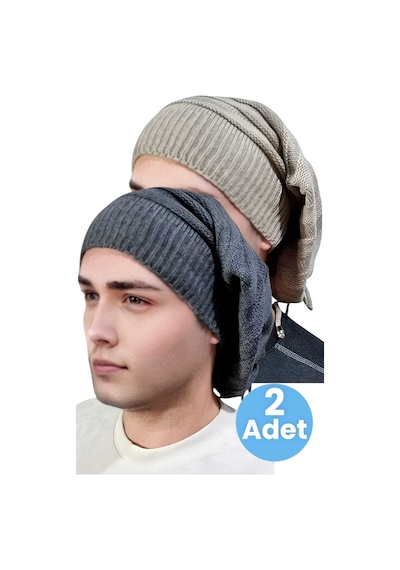 Uniquetrenders 2'li Erkek Kışlık Triko Örgü Bere Ve Boyunluk Camel-füme