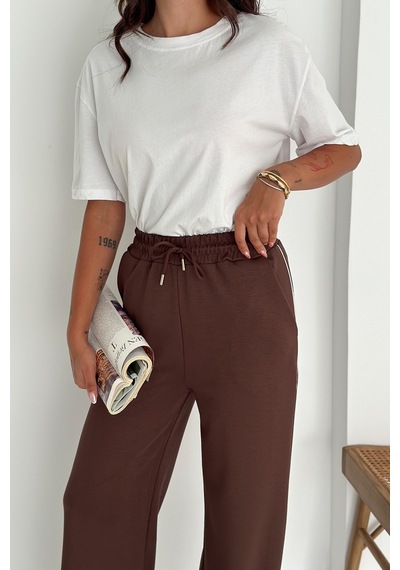 Noa & Noa Kadın Lastikli Bel Bağcıklı Bol Paça Pantolon Rahat & Minimal Stil Kahverengi Noa & Noa Kadın Lastikli Bel Bağcıklı Bol Paça Pantolon Rahat & Minimal Stil Kahverengi
