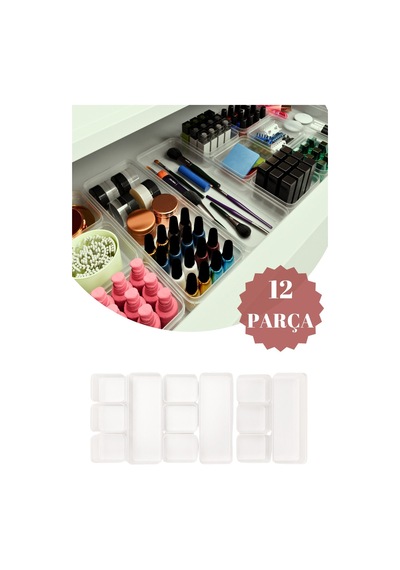 12 Parça Çekmece İçi Makyaj Ve Takı Düzenleyici Organizer Set
