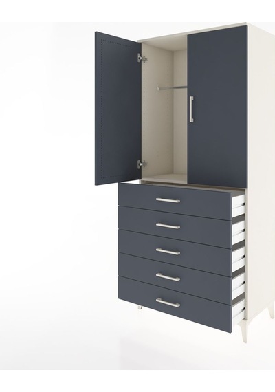 Hyperion Dolap Tek Raflı 5 Çekmeceli Tek Askılı 88x44x195 Ayt... Aytaşı