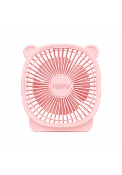Hepu Hp-f03 Usb Şarjlı Sessiz Masaüstü Mini Fan 180 Ayarlanabilir Ayıcık Figürlü Tasarım, 3 Kademeli Pembe