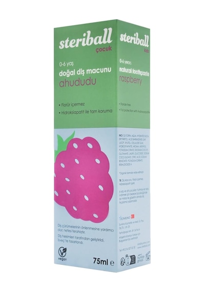 Steriball Doğal Diş Macunu Florürsüz 75 Ml - Ahududu Florür İçermez, Hidroksiapatit İle Tam Koruma, Vegan
