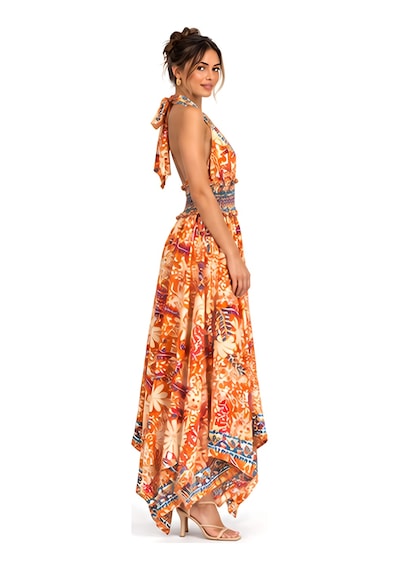 Lili Woman Kadın Turuncu Gipeli Bel Asimetrik Kesim Halter Yaka Otantik Maxi Elbise Mo.met01 Lili Woman Kadın Turuncu Gipeli Bel Asimetrik Kesim Halter Yaka Otantik Maxi Elbise Mo.met01