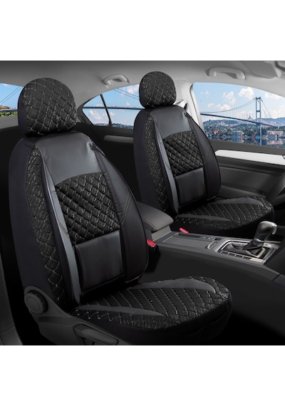 Toyota Corolla Cross Uyumlu Oto Koltuk Kılıfı Kapitone Alpine Tam Siyah
