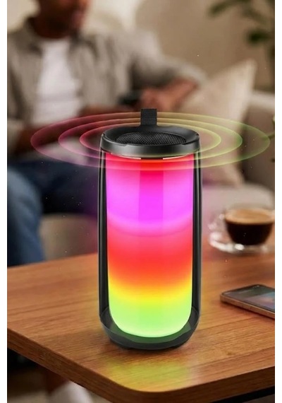 Premium Dinlence Kamp Parti Bluetooth Hoparlör Rgb Işıklı Speaker Pluse5 Siyah