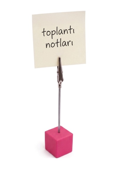 Metal Not Tutucu Metal Kıskaçlı Notluk Pembe Masaüstü Not Tutacağı