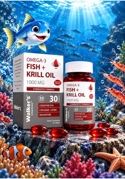 Walker's Vitamins Krill Oil Omega 3 Sitikolin Lutein Q10 İçeren Vitamin