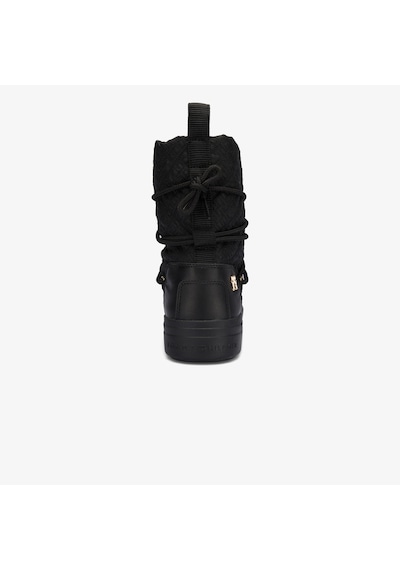 Tommy Hilfiger Lace-up Monogram Kadın Siyah Bot Düz Fw0fw08430 Siyah