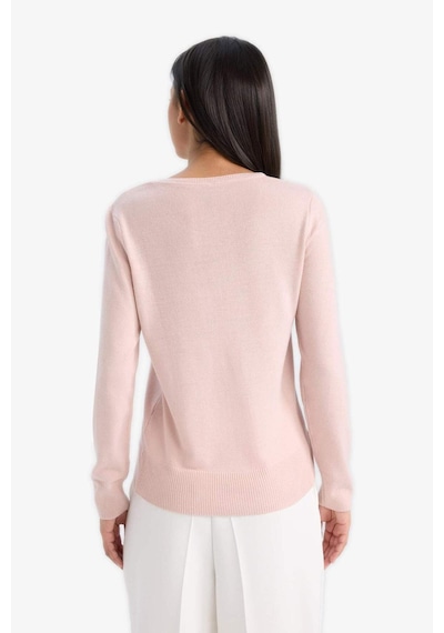 Defacto Regular Fit Bisiklet Yaka Kadın Triko Kazak F7091AZ25WNPN638 - Pembe
