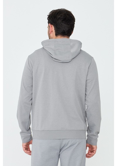 White Stone Gri Kapüşonlı Fermuarlı Erkek Sweatshirt Grey