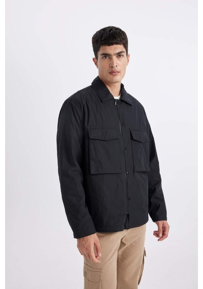 DeFacto Relax Fit Polo Yaka Gömlek Ceket B4941AX24SPBK81