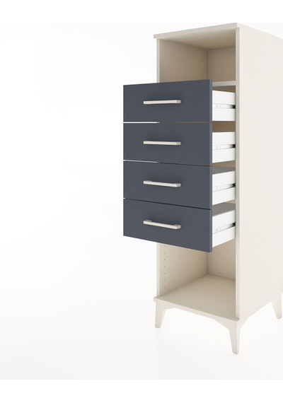 Hyperion Dolap Tek Raflı 4 Çekmeceli 44x44x134 Aytaşı-antrasit Aytaşı