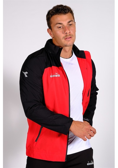 Diadora Elite - Erkek Siyah-Kırmızı Su Geçirmez Spor Yağmurluk Kırmızı