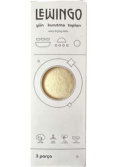 Lewingo Çamaşır Yün Kurutma Topu - Kurutma Makinesi Için Merinos Yün Top - 3 Adet - Xl Beyaz