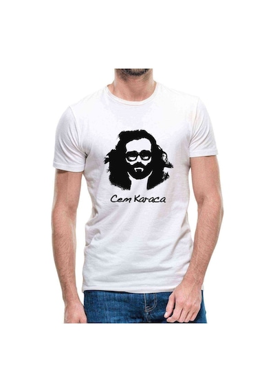 Cem Karaca Baskılı Beyaz Erkek Tshirt