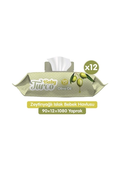 Baby Turco Zeytinyağlı Islak Bebek Havlusu 12x90 Adet