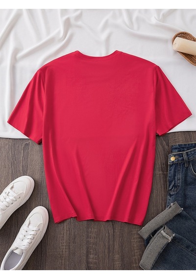 Uyguntarz Unisex Smile Baskılı Tasarım Tshirt Kırmızı