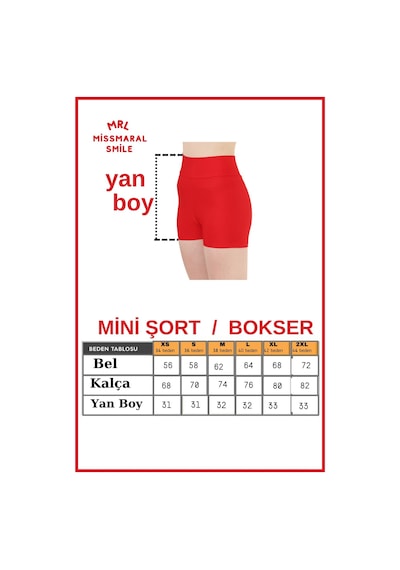 Missmaral Kadın Kırmızı Yüksek Bel Toparlayıcı İç Göstermeyen Boxer Şort Deniz, Havuz & Günlük Kullanım İçin Kırmızı