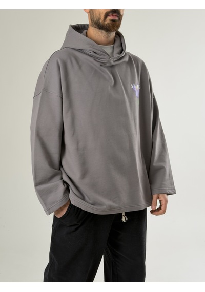 Cocopelli Stable Kapüşonlu Gri Erkek Oversize Sweat Coc2705 Gri