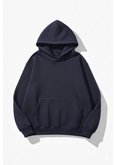 Uyguntarz Unisex Yumuşak Dokulu California Retro Baskılı Tasarım Oversize 3 İplik Hoodie Sweatshirt Indigo