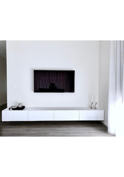 Dizayn Joy Tv Ünitesi Tv Sehpası Alt Modülü Mat Beyaz Soft 240 Cm