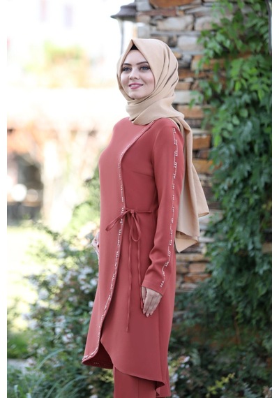 İbrahim Burak Etiler Collection Boncuk İşlemeli Takım Mdc 5434 Mercan
