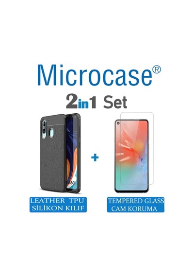 Microcase Samsung Uyumlu Galaxy A60 Leather Seri Silikon Kilif+Cam (Seç) 369240053