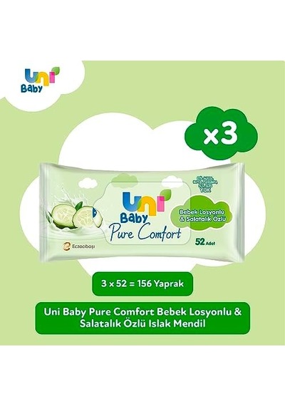 Bebek Losyonlu Ve Salatalık Özlü 3x52, Islak Mendil