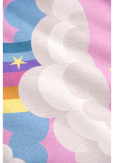 Unicorn Tek Kişilik Pike 170x230 Cm Çocuk Ve Genç Odaları İçin, Renkli Gökkuşağı Desenli Pembe