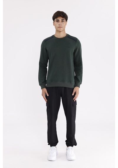 Rowinger Selanik Kumaş Yapılı Esnek Manşetli Konforlu Rahat Kesim Sweatshirt Darkgreen