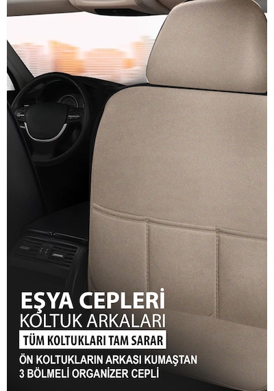 Jet Deri Üniversal Ticari Oto Koltuk Kılıfı Doblo-caddy-berlingo-dokker-courier-kangoo Bej