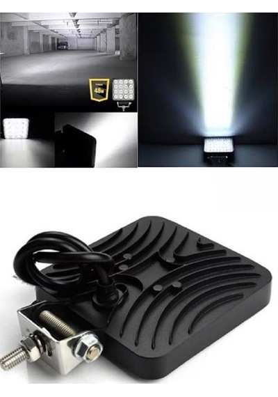 Sis Farı Kare Beyaz 16 Ledli 12/80v - 48w Adet 10 X 10 Cm - Universal
