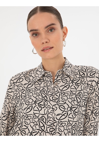 Pierre Cardin Kadın Kum Gömlek Desenli 50318227-vr085 Kum