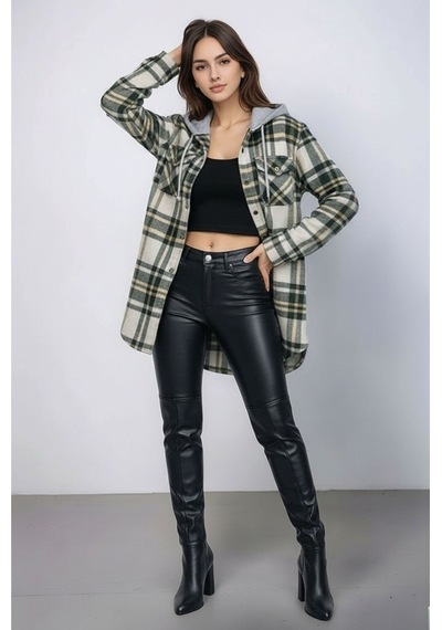 Mamayaga Kadın Desen Bloklu Oduncu Oversize Geniş Kalıp Casual Cepli Kapüşonlu Uzun Boy Ceket Gömlek Haki Mamayaga Kadın Desen Bloklu Oduncu Oversize Geniş Kalıp Casual Cepli Kapüşonlu Uzun Boy Ceket Gömlek Haki