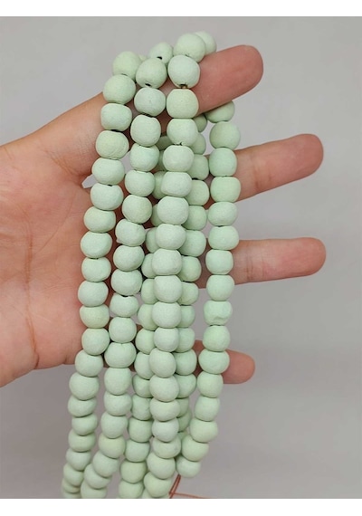 Yeşil Pigmentli Seramik Boncuk Dizi 8-9mm/30cm 54252 Çok REnkli