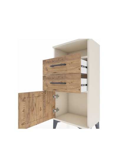 Arges Komodin Tek Raflı 2 Çekmeceli Tek Kapaklı 44x30x96 Aytaşı-çam Aytası