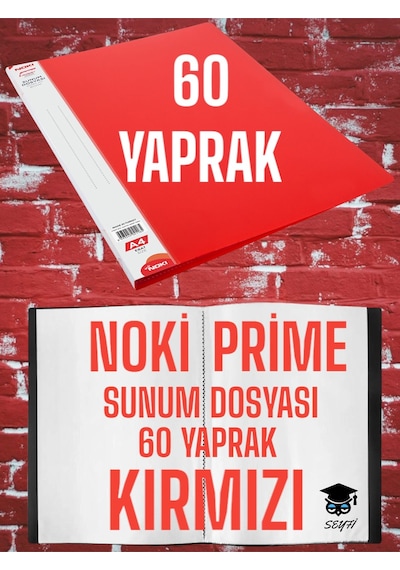 60 Yaprak Kırmızı A4 Sunum Dosyası Noki Prime Yüksek Kalite Poşet Kalınlığı Yerli Üretim 60sayfakırmızı