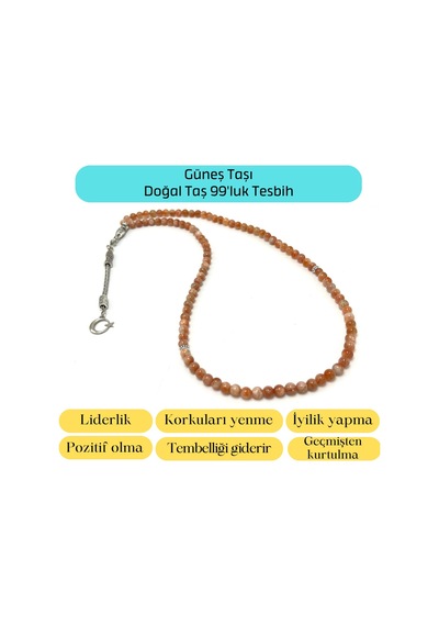 Yıldız Doğal Taş Güneş Taşı 6mm 99luk Doğal Taş Tesbih