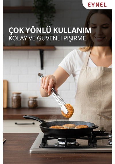 1 Adet 27 Cm Metal Mangal Maşası Orta Boy Paslanmaz Çelik Yemek Barbekü Maşası, Kömür Köz