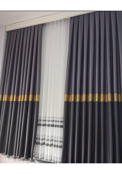 Evdepo Home Sık Pileli Pano Fon Perde Çift Kanat Antrasit