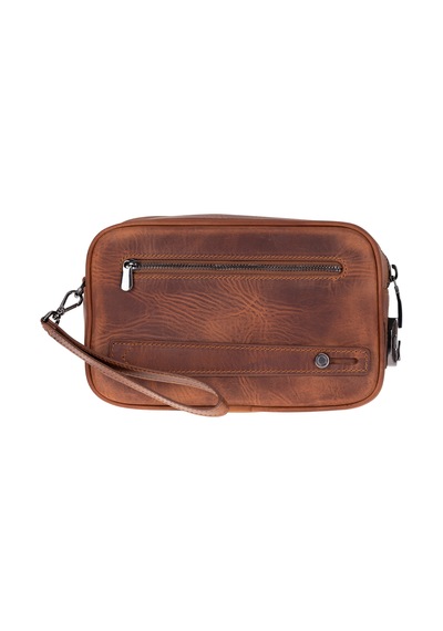 Bloominbag Forge Wrist Heritage Saddle Luxe Hakiki Deri Unisex Kilitli Clutch Kahverengi